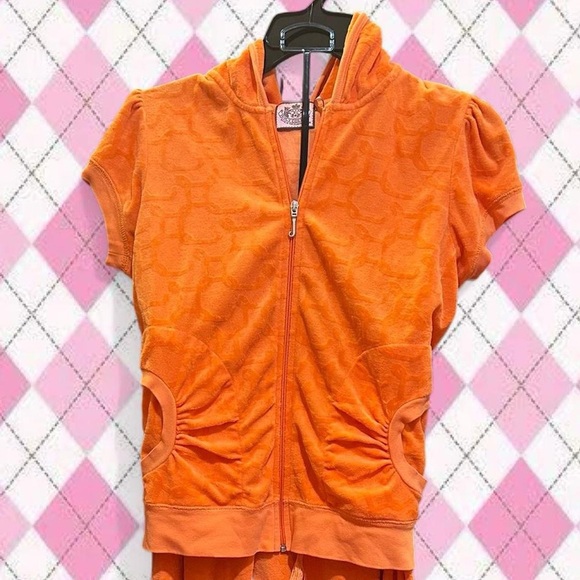 juicy couture orange capri and short sleeve zip up tracksuit - Picture 2 of 7